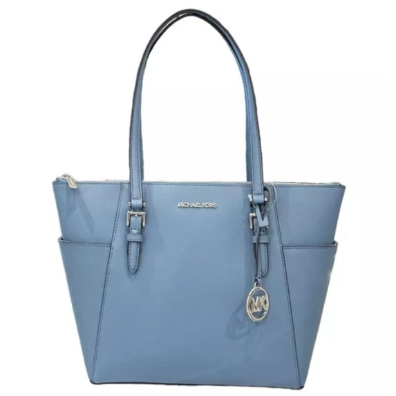 Michael Kors Womens Charlotte Large Saffiano Leather Top-Zip Tote Bag 35F0SCFT3L-denim