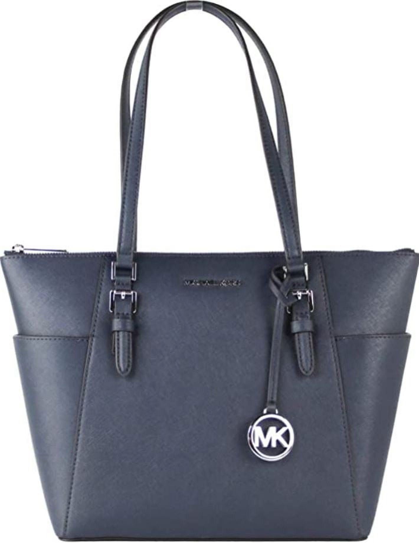 Michael Kors Charlotte Vista Blue Large Leather Top Zip Tote Handbag P –  AUMI 4
