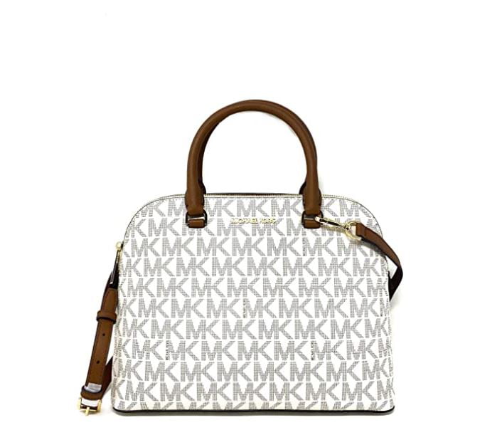 Michael Kors Womens Cindy Large Dome Satchel With Sling, Vanilla