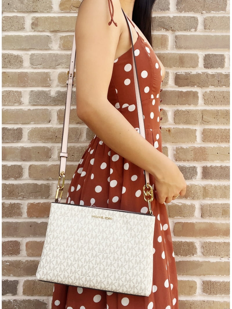 Michael Kors Womens Coated Canvas Crossbody Bag, Powder Blush, PVC