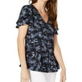 thumbnail image 1 of Michael Kors Womens Double Sleeve Snake Pullover Blouse, Blue, X-Small, 1 of 1