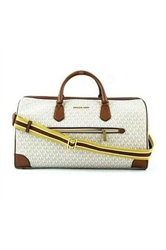 Womens Extra Large Top Zip Duffle Bag (Vanilla) MK Signature