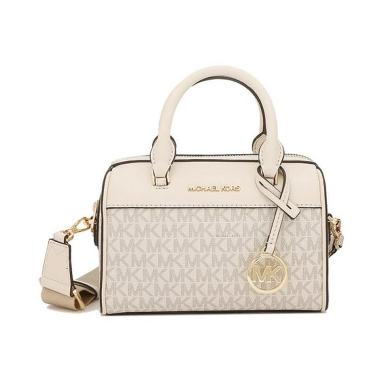 Michael Kors Womens Extra Small Duffle Travel - Leather/Coated Canvas Cross Body Bag (Light Cream Multi)