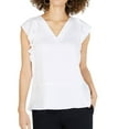 thumbnail image 1 of Michael Kors Womens Flutter-Sleeve Ruffled Blouse, White, X-Large, 1 of 2