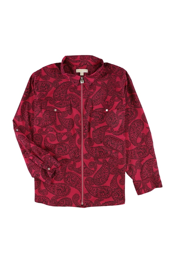 Womens Front Zipper Tunic Blouse, Black, Plus Size, 4X