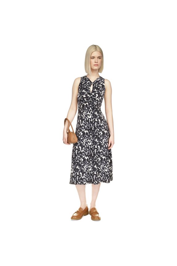 Womens Gathered Front Midi Dress, Multicoloured, Medium