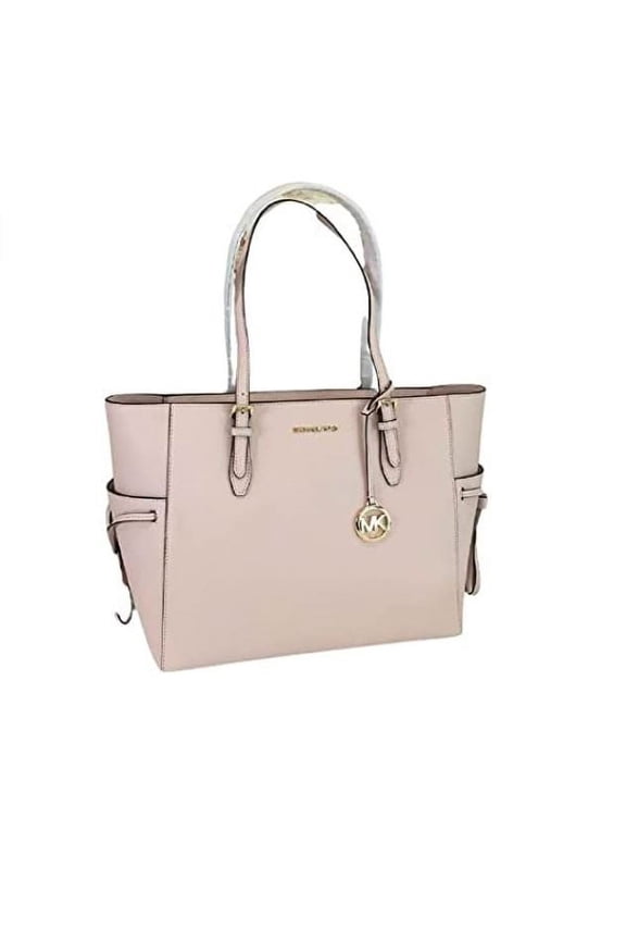 Womens Gilly Large Drawstring Zip Tote Bag Powder Blush Saffiano Leather