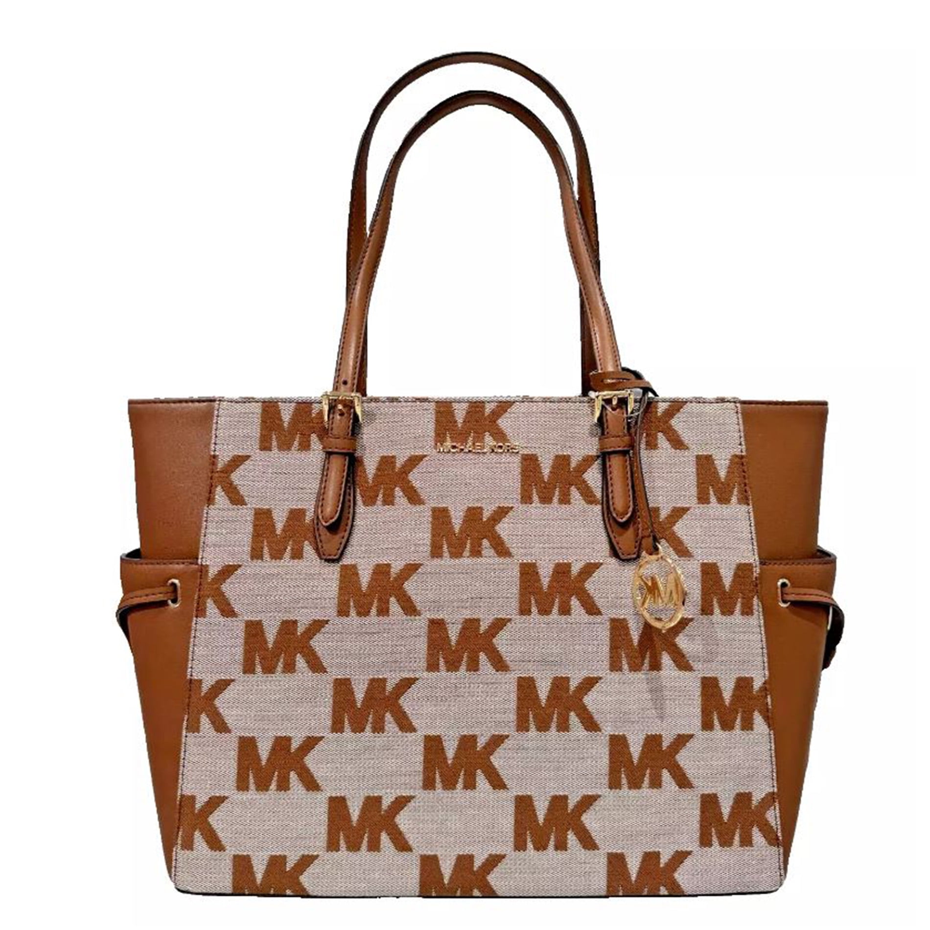 Michael Kors, Women’s 100% Saffiano Leather MK Jet Set Drawstring Top Zip Tote Handbag, Luggage Michael Kors, Women’s 100% Saffiano Leather MK Jet Set Drawstring Top Zip Tote Handbag, Luggage