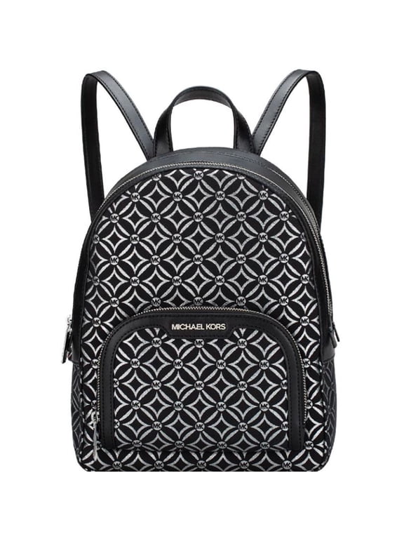 Womens Jaycee MD Zip Pocket Jacquard Backpack Bag Metallic Black Silver 35F4S8TB2J-001