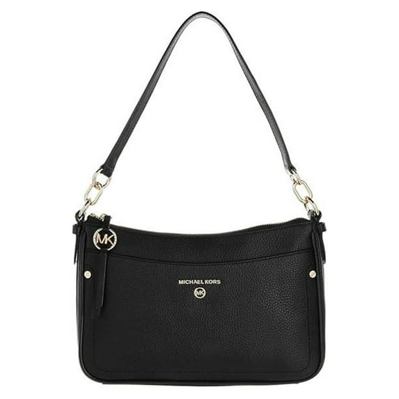 Michael Kors Womens Jet Set Charm Medium Top Zip Pochette Crossbody Black One Pebbled Leather
