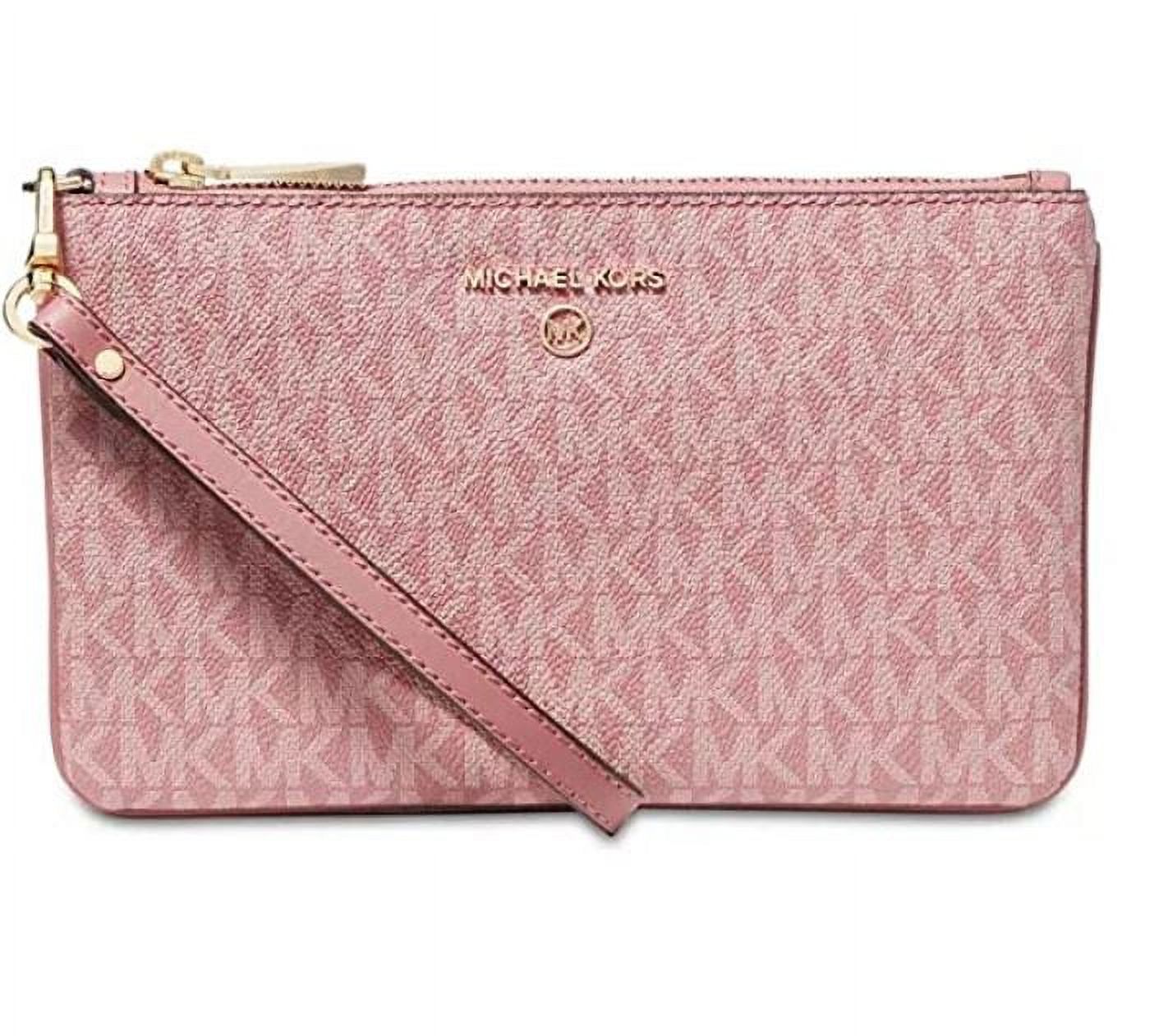 Michael Kors Womens Jet Set Charm Medium Top Zip Wristlet One Size Rose Mk Signature Walmart