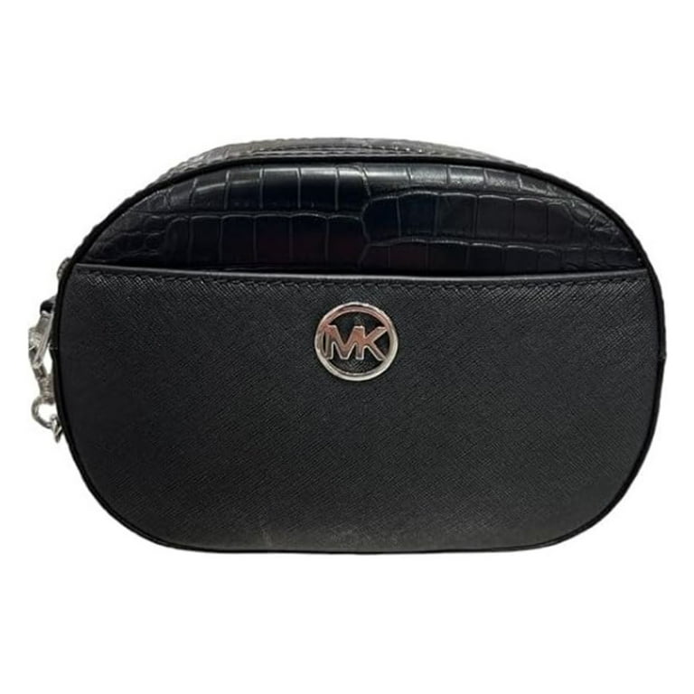 Michael Kors Womens Jet Set Glam Small Oval Crossbody Bag (Black