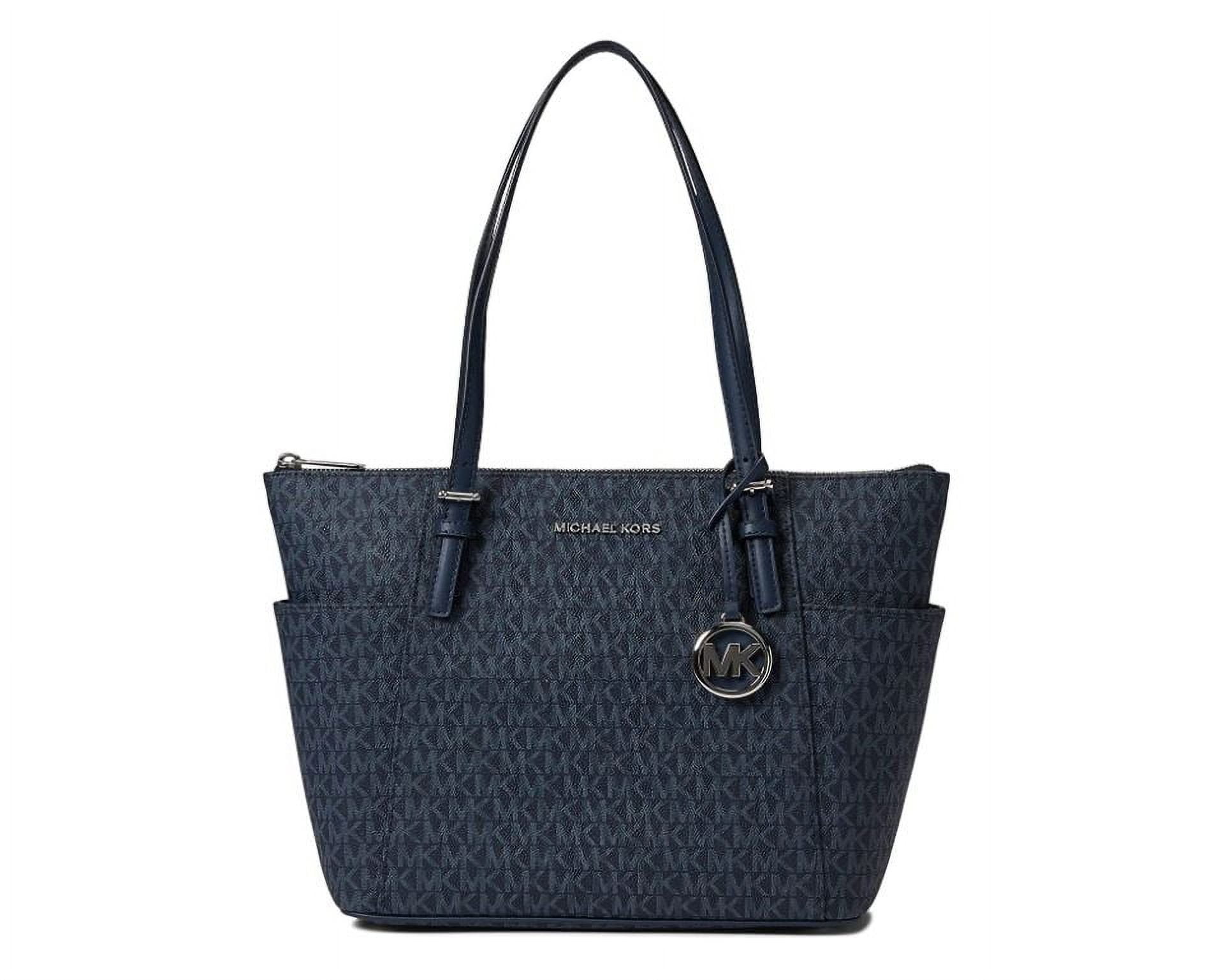 Michael Kors Signature Jet Set Large Logo Top Zip Tote Bag for Ladies in Black Walmart