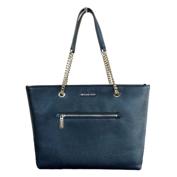 Michael Kors Womens Jet Set Item Medium Front Pocket Chain Tote Bag Purse 35F2GTTT3L-001 (Black)