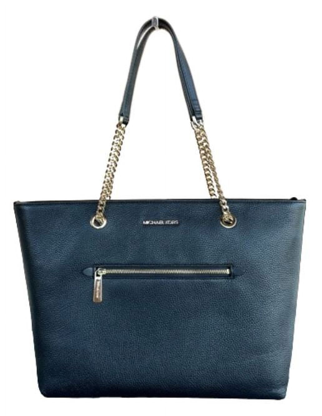 Michael Kors Charlotte Solid Black Leather Large Top Zip Tote Handbag Bag  Black | eBay