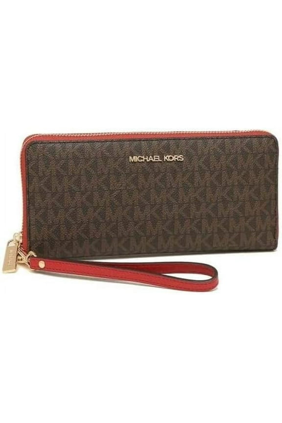 Womens Jet Set Large Continental Zip Around Wallet Monogram Brown Flame