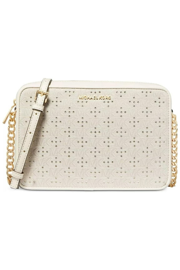 Womens Jet Set Large Studded EW Crossbody Purse in Natural 32H3GJ6C3J-270
