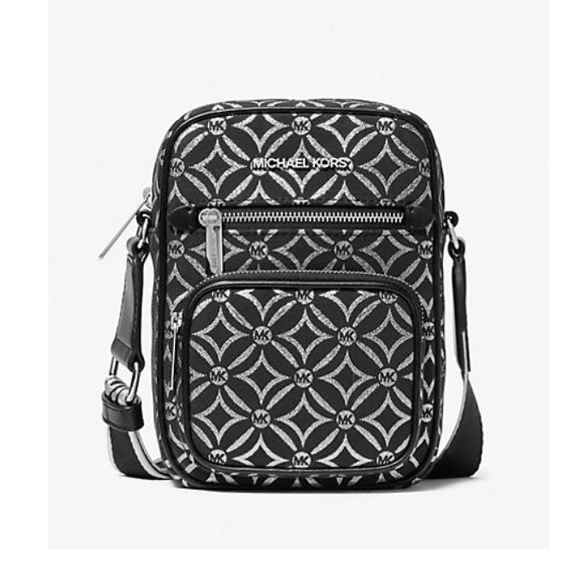 Michael Kors Womens Jet Set Medium Metallic Logo Jacquard Crossbody Bag 35F4STTC2J-001
