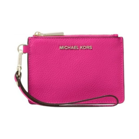 Michael Kors Womens Jet Set Small Coin Purse (WILD BERRY) Pebbled Leather