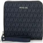 Michael Kors Jet Set Travel Continental Zip Around Leather Wallet Wristlet (ADMRL/PLBLUE)