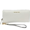 thumbnail image 1 of Michael Kors Womens Jet Set Travel Continental Zip Around Leather Wallet Wristlet 35T7Gtve7L-Opwhi (Optic White), 1 of 6