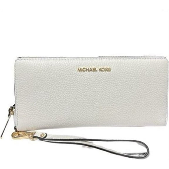 Michael Kors Womens Jet Set Travel Continental Zip Around Leather Wallet Wristlet 35T7Gtve7L-Opwhi (Optic White)