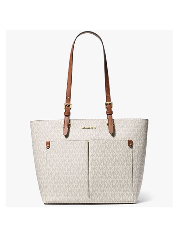 Womens Jet Set Travel Double Pocket Tote Non Leather Vegan 35F3GTVT3B-149 Vanilla