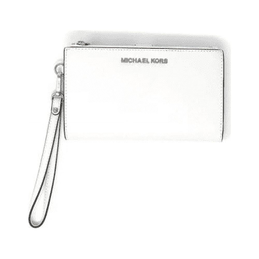 Michael Kors Womens Jet Set Travel Double Zip Wristlet Optic White