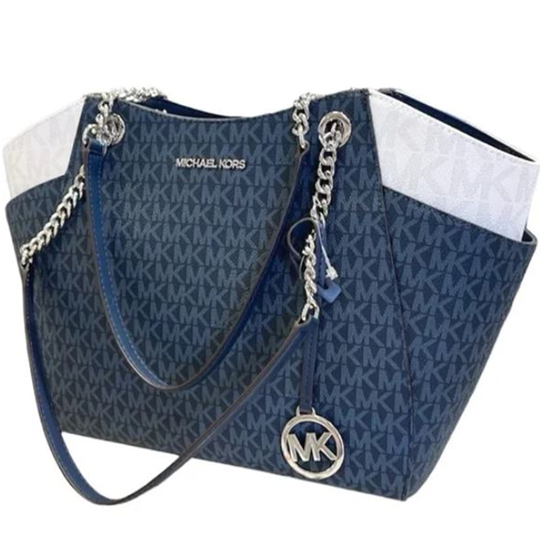 MICHAEL KORS/JET SET TRAVEL（予約分） Michael Kors Jet Set Large Two-Tone Logo Shoulder Bag, Navy Multi
