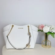 Michael Kors Womens Jet Set Travel Large Chain Shoulder Tote OPTIC WHITE 35T5GTVT3L-085