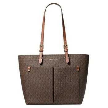 Michael Kors Womens Jet Set Travel Medium Double Pocket Tote Non-Leather Vegan (Brown) 35F3GTVT3B-847