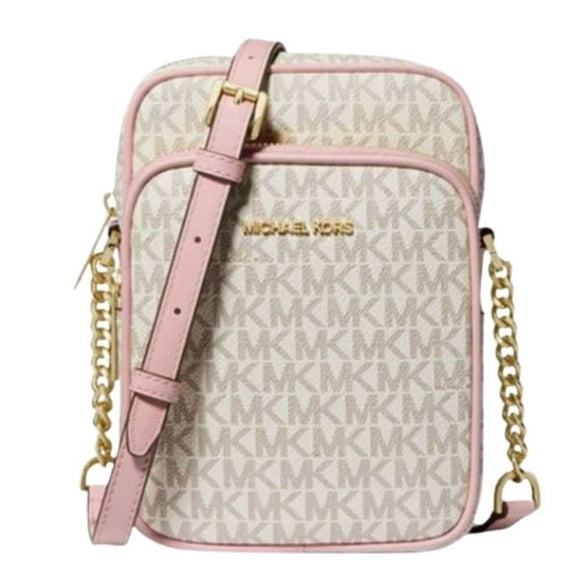 Michael Kors Womens Jet Set Travel Medium Logo Crossbody Bag 35F1GTVC2B-pwdbl (PWD BLSH MLT)