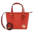 thumbnail image 1 of Michael Kors Womens Jet Set Travel Small Carryall Convertible Top Zip Tote Saffiano Leather Crossbody Bag Purse Handbag 35T9GTVT0L-dksan (Dark Sangria), 1 of 6