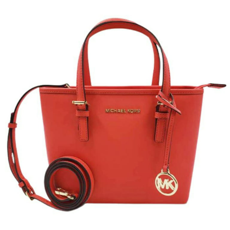 Michael Kors Outlet Jet Set Travel Extra-Small Saffiano Leather Top-Zip Tote Bag in Red - One Size - Mk Purse