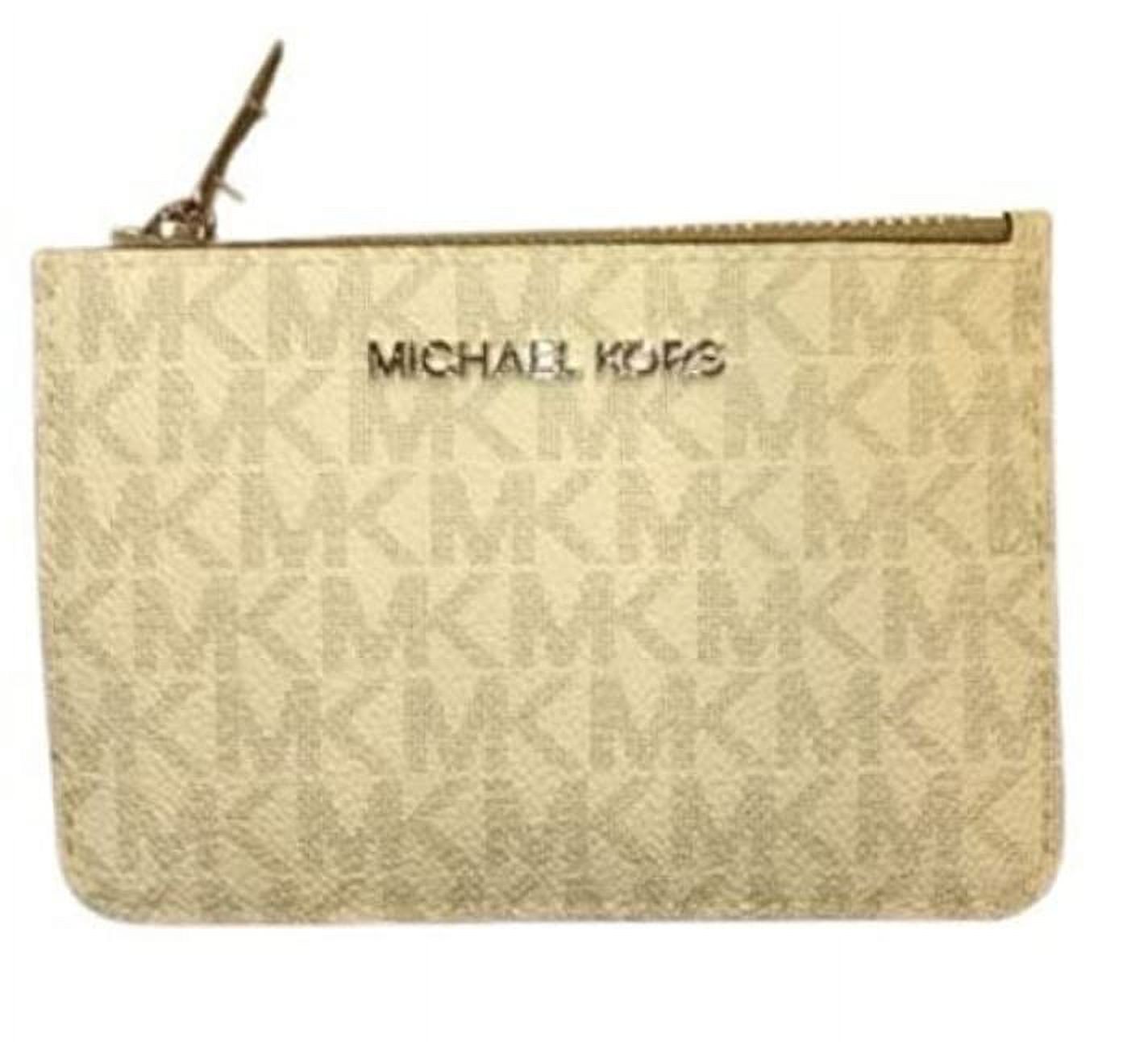 Michael Kors Womens Jet Set Travel Small Top Zip Coin Pouch (Bright White) MK Signature - image 1 of 3