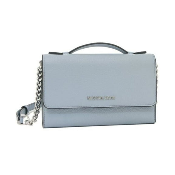 Michael Kors Womens Jet Set Travel Snap Closure Multifunction Phone Case/Holder Crossbody Bag (Pale Blue)