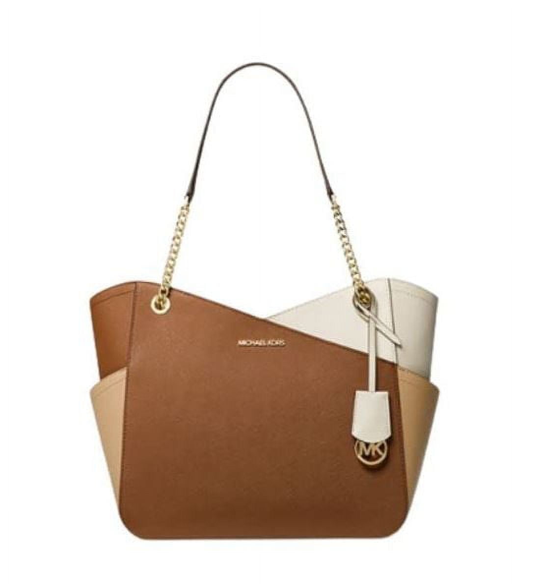 Michael Kors Large Leather Shoulder Tote Handbag – Elegant Black & Gold