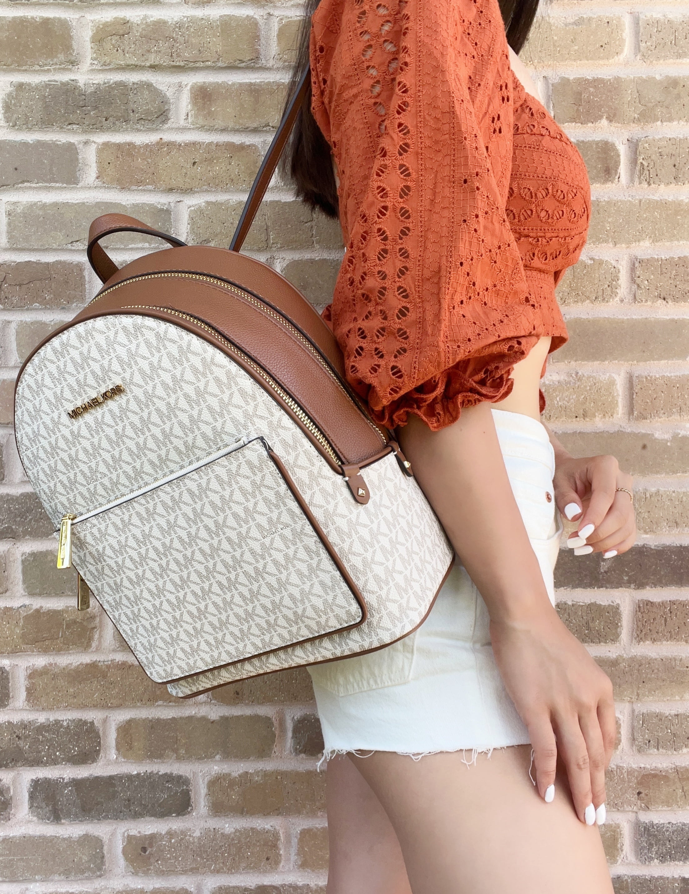 Michael Kors Womens Kenly Medium Adina Backpack Pebbled Leather