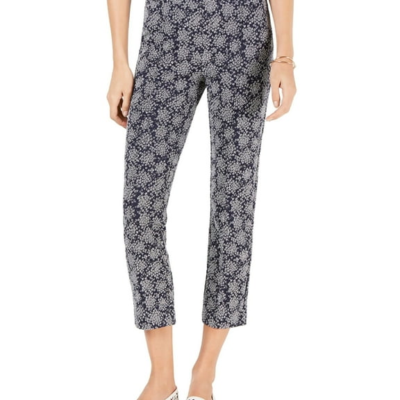 Michael Kors Womens Knit Casual Cropped Pants, Blue, XX-Large