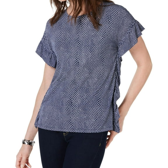 Michael Kors Womens Mamba Pullover Blouse, Blue, XX-Small