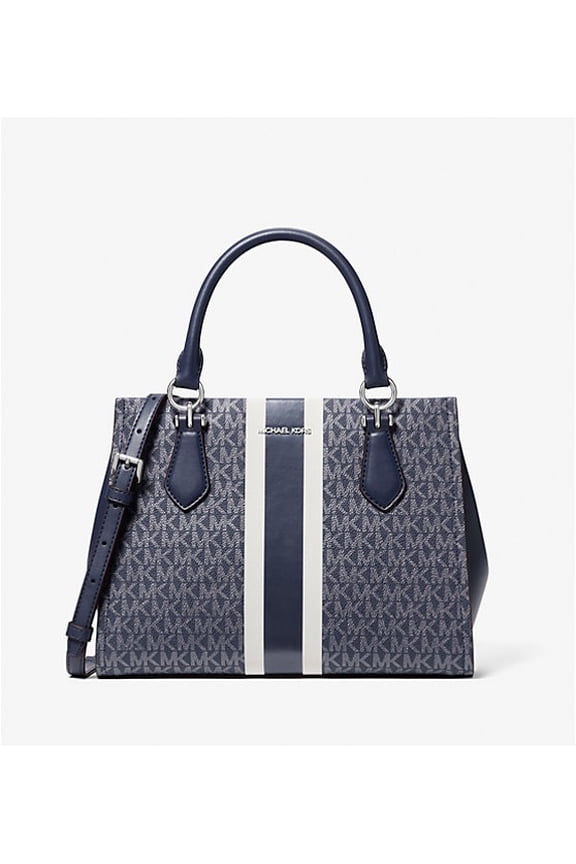 Womens Marilyn Medium Signature Logo Stripe Satchel Bag