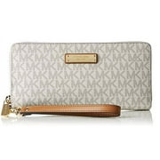 Michael Kors Womens Michael Kors Jet Set Signature Travel Wristlet, White 32S7GTTE9B-150