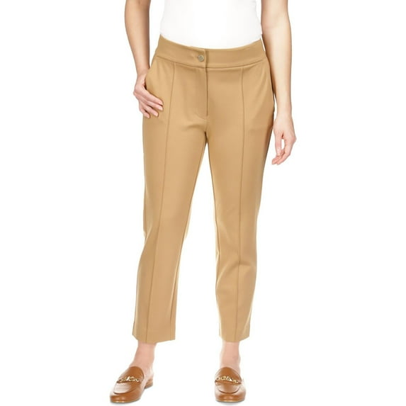 Michael Kors Womens Ponte Pintuck Dress Pants, Brown, Petite, P/PS