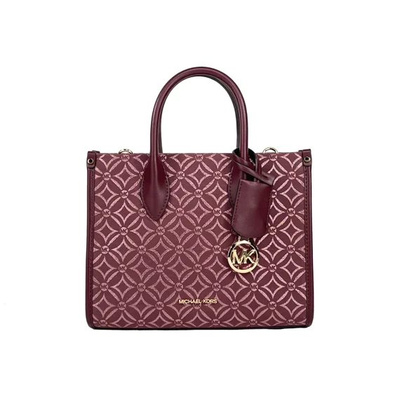 Michael Kors Mirella Small Top Zip Crossbody Tote Bag Oxblood