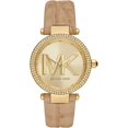 Michael Kors MK4725 Womens Gold Dial Stainless Steel Leather Strap