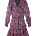 thumbnail image 1 of Michael Kors Womens Patchwork Ruffled Dress, Purple, Large, 1 of 3