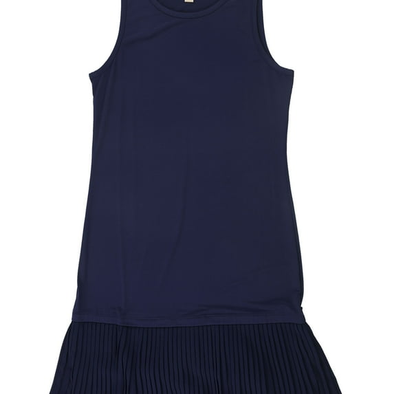 Michael Kors Womens Pleated Hemline Tank Dress, Blue, Small