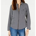 thumbnail image 1 of Michael Kors Womens Printed Front Zip-up Blouse, Blue, XX-Small, 1 of 1