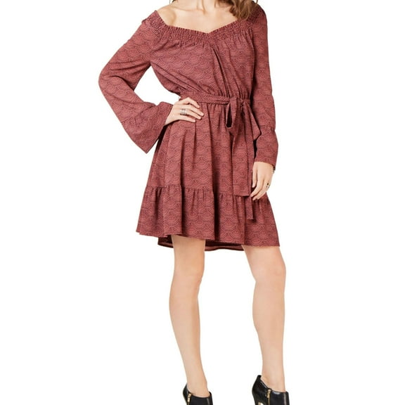 Michael Kors Womens Pullover Tie Waist Fit & Flare Dress, Pink, X-Small