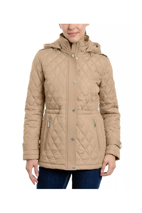 Womens Quilted Anorak Jacket, Beige, Petite, PP/PXS